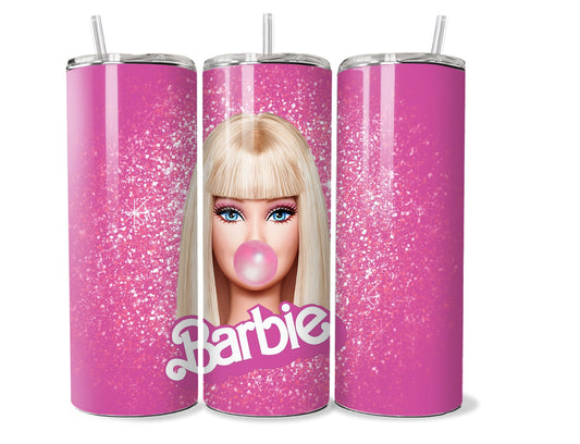 Pink Bubble Gum Barbie 20 oz Stainless Steel Tumbler