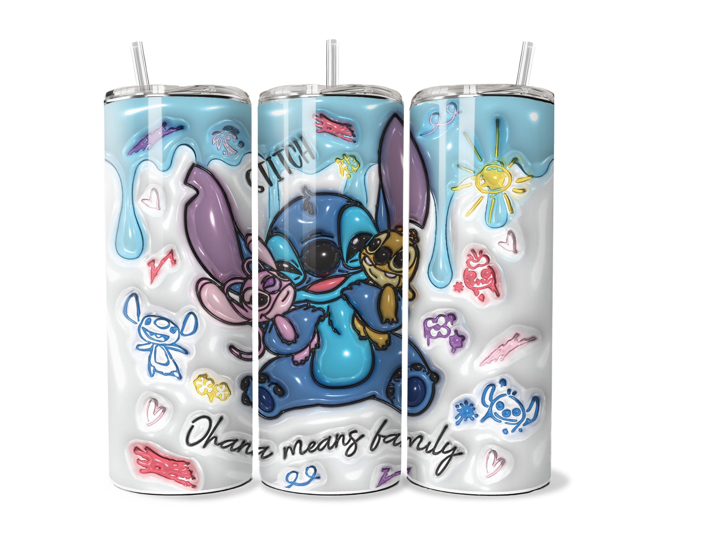 3D Inflated Cartoon Stitch 20oz Stainless Steel Tumbler