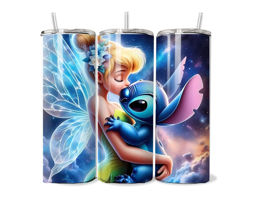 3D Tinkerbell and Stitch 20oz Stainless Steel Tumbler