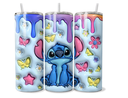 Butterfly Stitch 3D Inflated Pink 20 oz Stainless Steel Tumbler