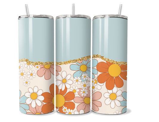 Retro Flower 20 oz Stainless Steel Tumbler