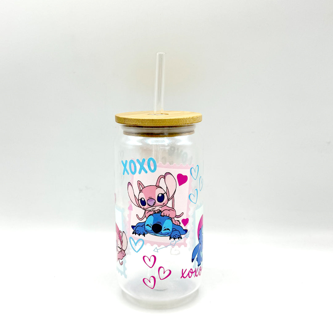 Angel & Stitch Forever Glass Tumbler