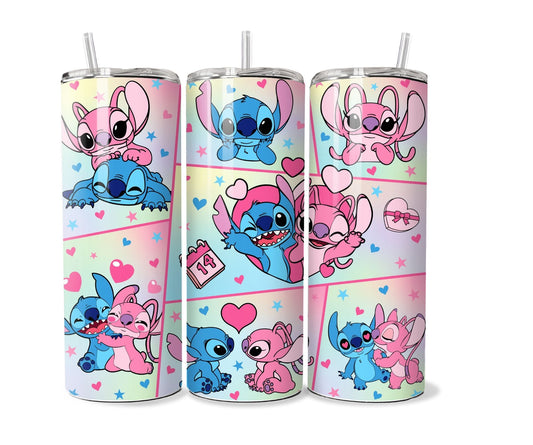 Valentine Stitch Pink 20 oz Stainless Steel Tumbler