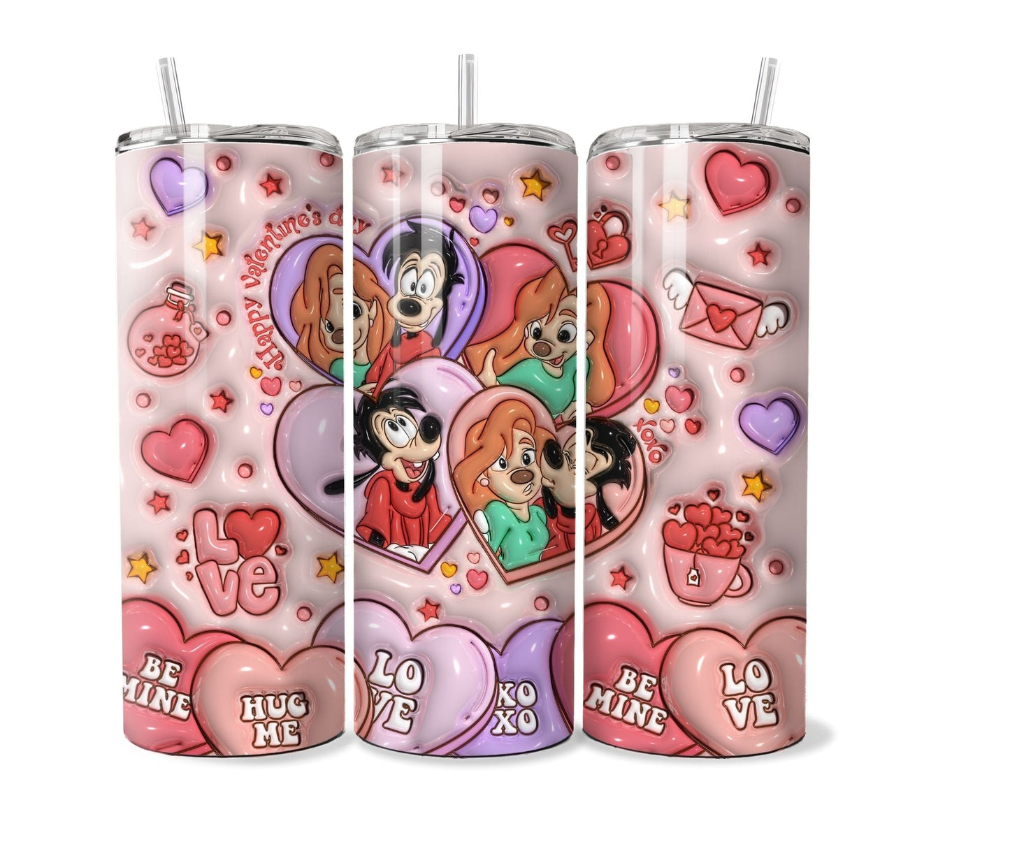 3D Inflated Pink Valentine 20 oz Stainless Steel Tumbler