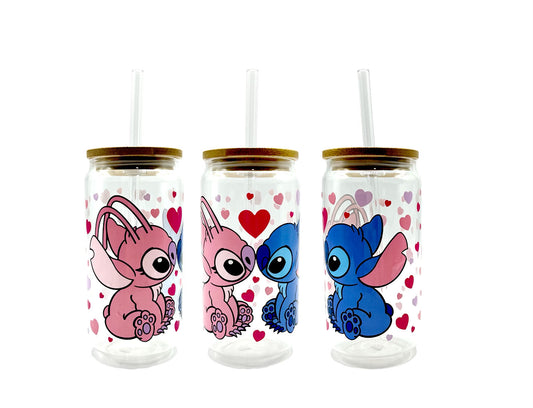 Angel Love Stitch Glass Tumbler